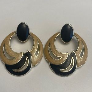 Retro Enamel Silver Tone Earrings